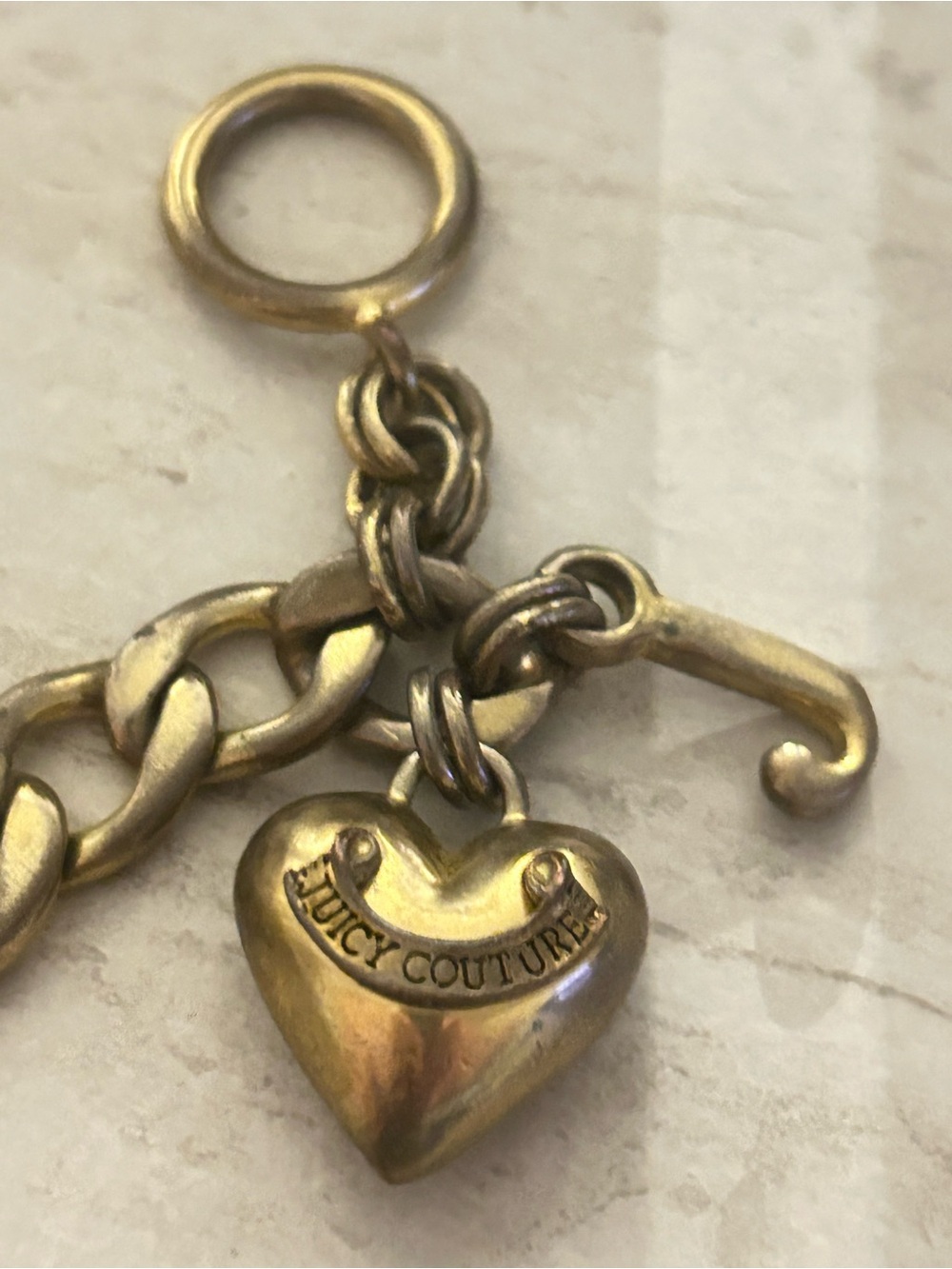 Vintage Juicy Couture Gold-Tone Heart Charm Bracelet